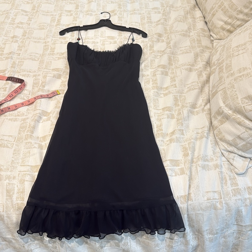 Abs By Allen Schwartz Womens Slip Dress Black Scoop Neck beaded straps - Picture 4 of 16